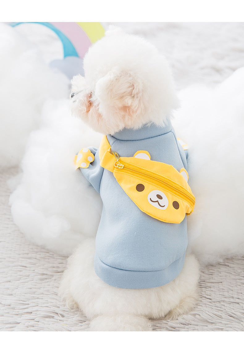 Grey sweater/bear backpack