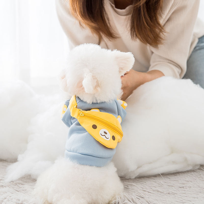 Grey sweater/bear backpack